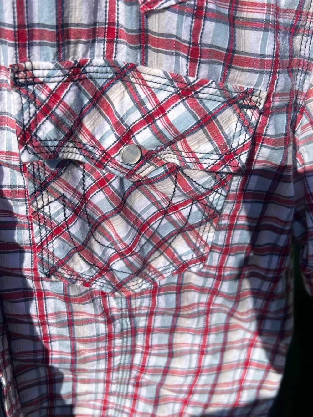 True Religion Plaid Pearl Snap Western Shirt Men’s Large Cowboy Rodeo